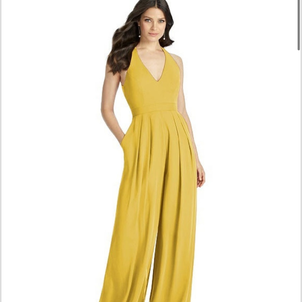 V-Neck Backless Pleated Front Jumpsuit - Arielle